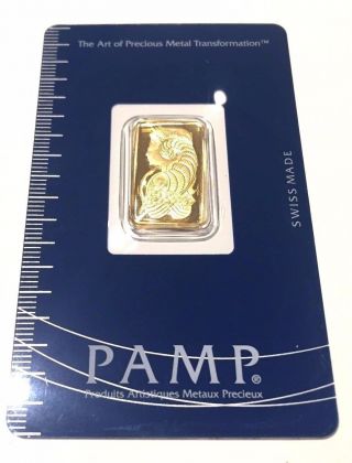 5 G Gram Pamp Suisse 24k Gold Bar.  9999 Fine (in Assay) photo
