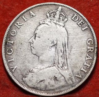 Circulated 1887 Great Britain 1/2 Crown Y24 Silver Foreign Coin S/h photo