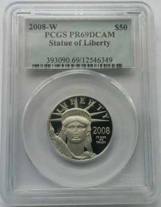 2008 - W $50 Proof Platinum American Eagle Pcgs Pr69 Key Date photo