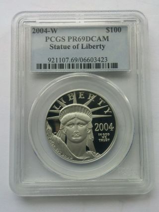 2004 - W $100 1 Oz Proof Platinum American Eagle Pcgs Pr69 Key Date photo