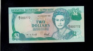 Bermuda 2 Dollars 1996 B/3 Pick 40aa Au - Unc Banknote photo