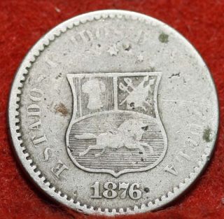 Circulated 1876 Venezuela Un Centavo Silver Foreign Coin S/h photo