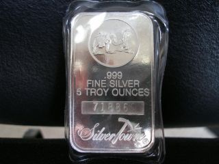 5 Troy Ounce.  999 Fine Silver Bar - Silver Towne Prospector -, photo