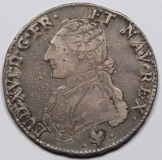France 1790 L 1 Ecu Silver Crown Size Coin Vf,  Louis Xvi Km 564.  9 Bayonne photo