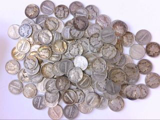 Assorted $13 Face Value 90 Silver Pre 1965 Mercury Dimes Only Buy Now photo