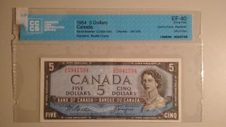 1954 Bank Of Canada 5$ Be / Co Ic5941594 Repeater / Short Run / Devils / Graded photo