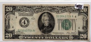 1928 Series Federal Reserve Note $20 Twenty Dollar Bill Vf Cleveland photo