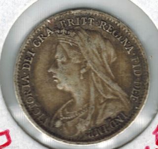 1898 Great Britain 3 Pence Silver.  925 Queen Victoria117 Year Old Coin Km 777 photo
