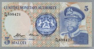 5 Maloti Lesotho Uncirculated Banknote,  1979,  Pick 2 photo