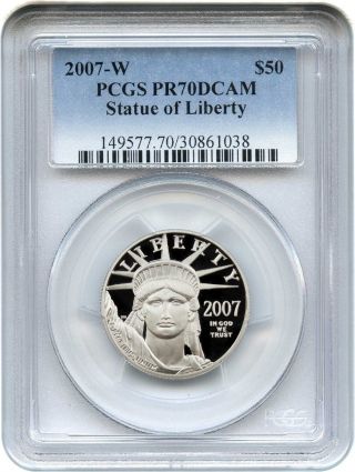 2007 - W Platinum Eagle $50 Pcgs Pr 70 - Statue Liberty 1/2 Oz photo