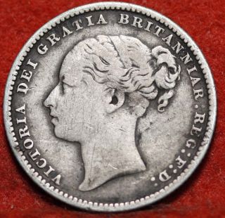 Circulated 1883 Great Britain 1 Shilling Y 6 Silver Foreign Coin S/h photo