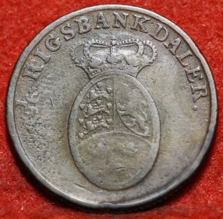 Circulated 1818 Denmark One Rigsbank Skilling Foreign Coin S/h photo