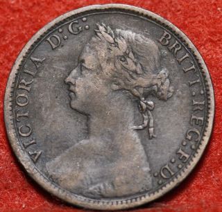 Circulated 1875 - H Great Britain 1/2 Penny Foreign Coin S/h photo