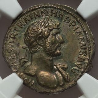 Roman Imperial Ar Denarius Of Hadrian Fine Style Ad 117 - 138 Ngc Au Toned An133 photo
