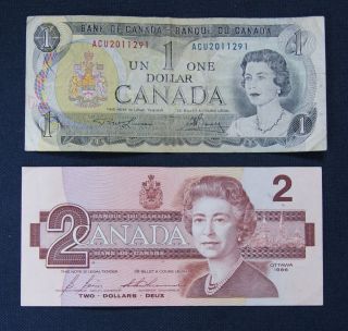2 Canada Banknote Paper Money Bill - Ca04 photo
