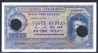 India Portugal 1945 Rare 20 Rupias See Scan photo