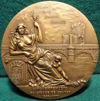 Woman / King & Medieval Knights - Chaves 90mm 1979 Bronze Medal By Cabral Antunes photo
