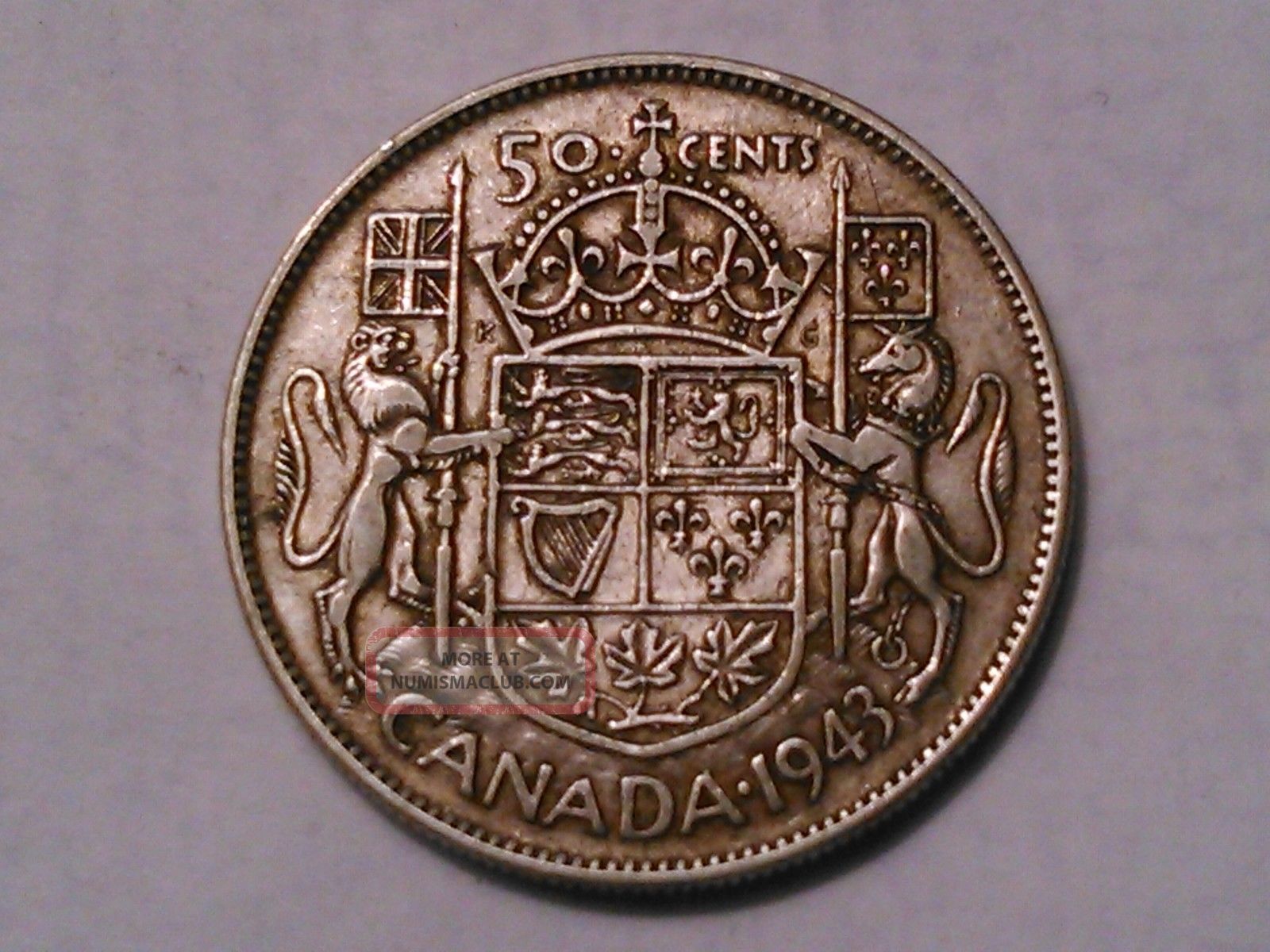 1943 Canada 50 Cents Coin (80 Silver) Coins: Canada photo