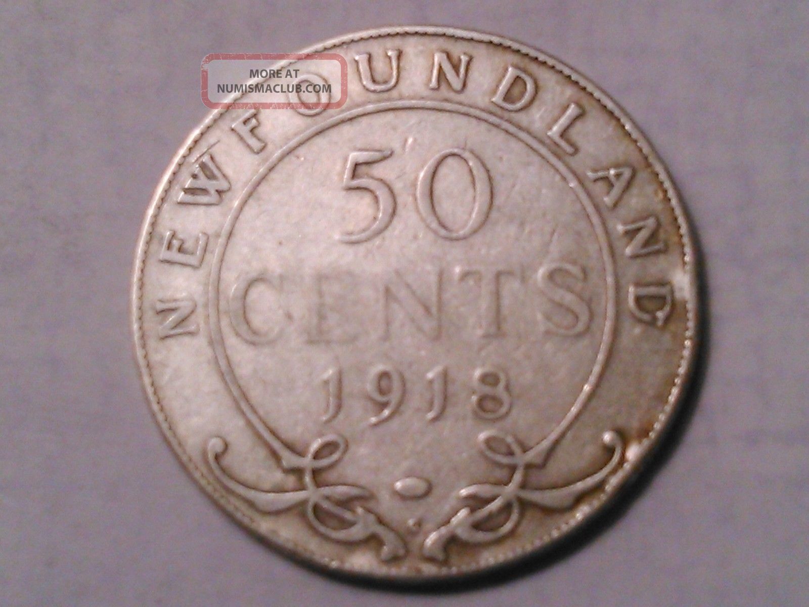 1918 - C Newfoundland 50 Cents Coin (92.  5 Silver) Coins: Canada photo