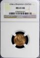 Lithuania Bronze 1936 Centas Ngc Ms65 Rb Bright Red One Year Type Km 79 Europe photo 1