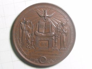 1885 France 68mm Copper Baptisim Communion Confirmation Medal photo