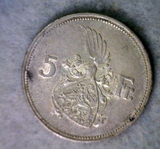 Luxembourg 5 Francs 1929 Au Silver Coin (stock 1428) photo