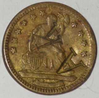 Baltimore Md Brass Seated Liberty Smith & Wicks Ak Good For 5 Cents Token photo