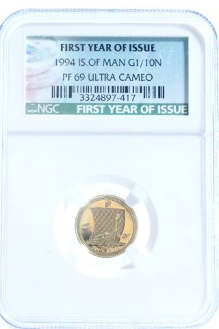 1994 Isle Of Man 10th Noble Fine Gold Coin Ngc Pf 69 Ultra Cameo photo