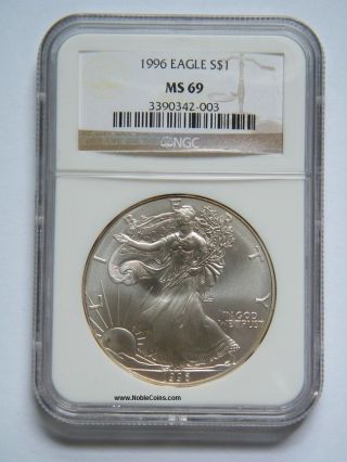 1996 Brown Label Silver Eagle $1 One Dollar.  Ngc Ms69, photo