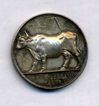 France - 1814 Paris Municipal Vaccination Cow Agriculture Silver Medal photo