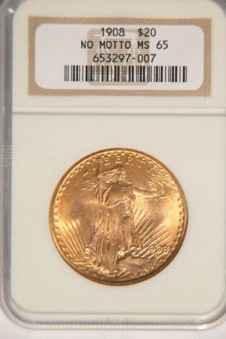 1908 Us Gold $20 Saint - Gaudens Double Eagle - Ngc Ms65 photo