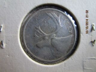 Canadian 1957 25 Cent Coin photo