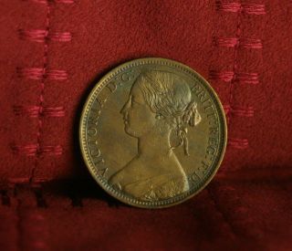 1870 Great Britain 1 Penny Bronze World Coin Britania Seated Km749.  2 Uk England photo