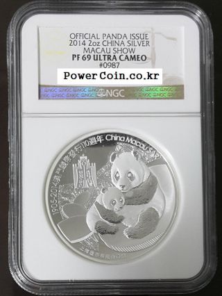 China 2014 2oz Panda Medal Macau (macao) Coin Show Offical Medal Rare Ngc Pf69 photo