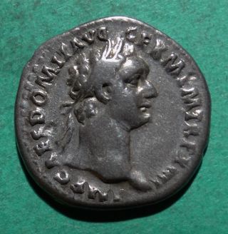 Tater Roman Imperial Silver Denarius Coin Of Domitian Minerva photo