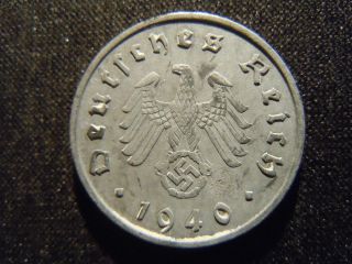 1940 - A - German - Ww2 - 10 - Reichspfennig - Germany - Nazi Coin - Swastika - World - Ab - 5509 - Cent photo