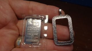 Johnson Matthey J M Assayers Refiners Fine Silver 999 5 Grams Mini Bar & Holder photo