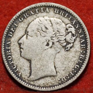 Circulated 1881 Great Britain 1 Shilling Silver Foreign Coin S/h photo