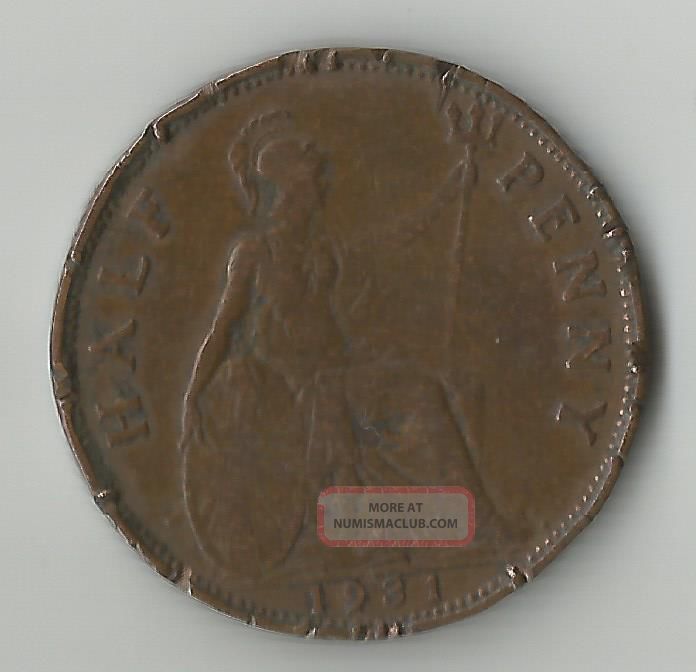 1961 Uk Great Britain England British One Half Penny Coin 1961-uk-great-britain-england-british-one-half-penny-coin