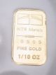 1/10 Troy Oz.  Gold Bar - Ntr Metals -.  9999 Fine In Assay.  Us.  3 Gold photo 2