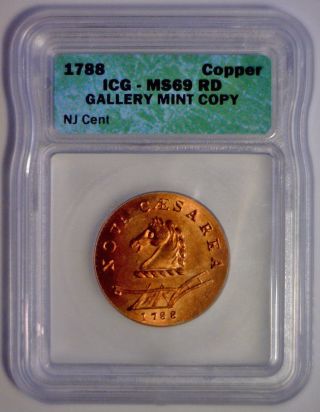 1788 Jersey Colonial Cent Nj Gallery Gmm Token Landis Icg Ms69 Ms 69 photo