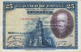 Spain 1928 25 Pesetas Banknote - - - Bargain - - - photo