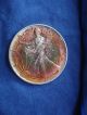 1986 Silver American Eagle With Orange And Green Full Obverse Toning Silver photo 3
