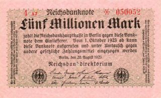 Xxx - Rare German 5 Million Mark Weimar Inflation Banknote 1923 photo