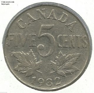1932 5 Cents Circulated Get The Coin You See In Scans. photo