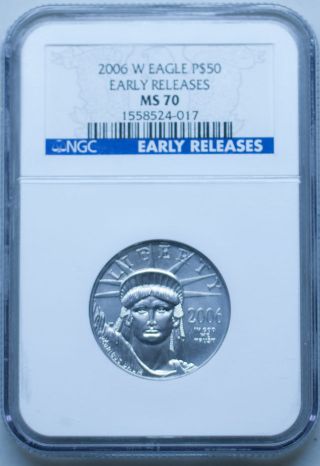 2006 - W $50 Half Ounce Platinum Eagle Ms70 Early Releases Ngc photo