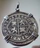 1718 Silver Spanish 2reales Treasure Cob Coin Pendant (not Atocha) Europe photo 3