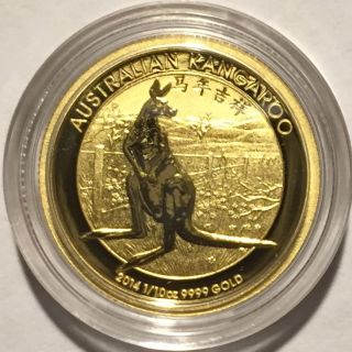 2014 Kangaroo Chinese Privy 1/10oz Gold Coin Perth Australia $15 - Only 3,  591 - Nr photo
