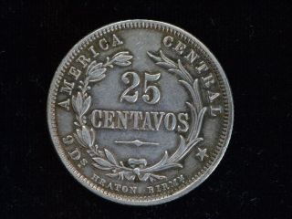 Costa Rica 25 Centavos 1893 Circulated photo