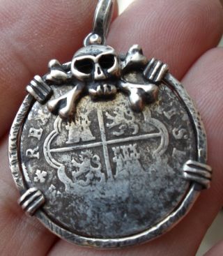Silver Spanish Philipv Treasure Cob Coin Pendant 1700 ' S (not Atocha) photo